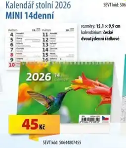 SEVT Kalendář stolní 2026 MINI 14denní nabídka