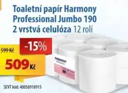 SEVT Toaletní papír Harmony Professional Jumbo 190 2 vrstvá celulóza 12 rolí nabídka