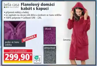 Flanelový domácí kabát s kapucí