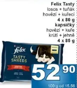 Jip Felix Tasty losos + tuňák hovězí + kuřecí nabídka