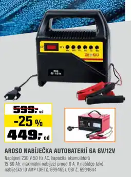 OBI Aroso nabíječka autobaterií 6a 6v/12v nabídka