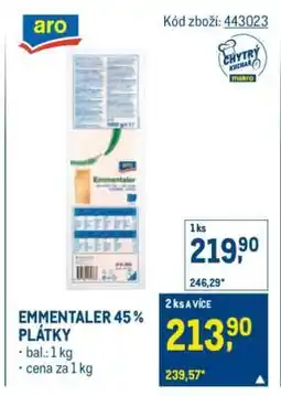 Makro EMMENTALER 45 % PLÁTKY nabídka