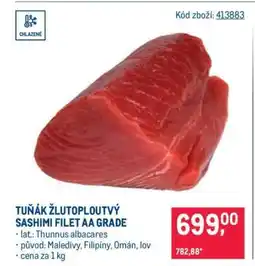 Makro Tuňák žlutoploutvý Sashimi filet AA grade nabídka