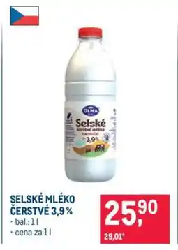Makro Selské mléko čerstvé 3,9 % nabídka