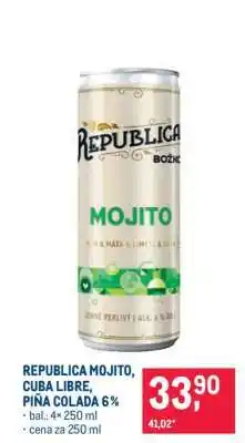 Makro REPUBLICA MOJITO, CUBA LIBRE, PIŇA COLADA 6 % nabídka