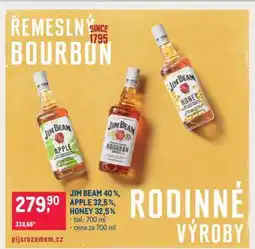 Makro JIM BEAM 40 %, APPLE 32,5 %, HONEY 32,5 % nabídka
