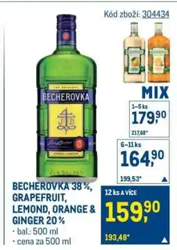 Makro BECHEROVKA 38 %, GRAPEFRUIT, LEMOND, ORANGE & GINGER 20 % nabídka
