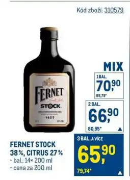 Makro Fernet Stock 38 %, Citrus 27 % nabídka
