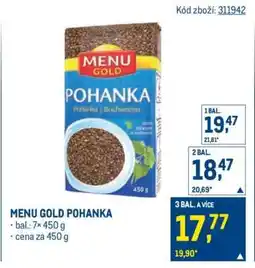 Makro Menu Gold pohanka nabídka