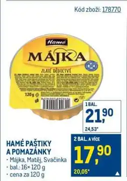 Makro HAMÉ PAŠTIKY A POMAZÁNKY nabídka