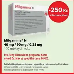 Dr. Max Milgamma® N 40 mg/90 mg/0,25 mg nabídka