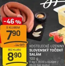 Flop Kostelecké uzeniny slovenský točený salam nabídka