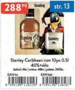 Qanto Stanley Caribbean rum 10yo 40%+sklo nabídka