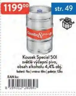 Qanto Kousek Special světlé výčepní pivo, obsah alkoholu 4,4% obj. nabídka