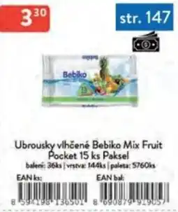 Qanto Ubrousky vlhčené Bebiko Mix Fruit Pocket Paksel nabídka