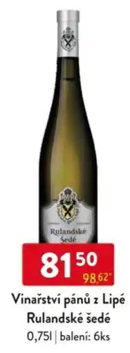 Qanto Vinařství pánů z Lipé Rulandské šedé nabídka