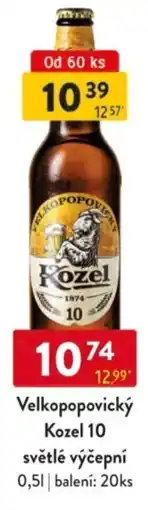 Qanto Velkopopovický Kozel 10 světlé výčepní nabídka