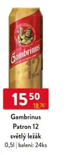 Qanto Gambrinus Patron 12 světlý ležák nabídka