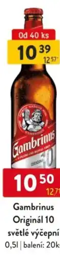 Qanto Gambrinus Originál 10 světlé výčepní nabídka