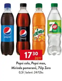 Qanto Pepsi cola, Pepsi max, Mirinda pomeranč, 7Up Zero nabídka