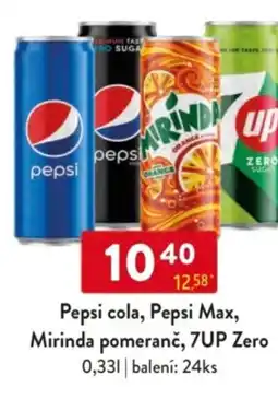 Qanto Pepsi cola, Pepsi Max, Mirinda pomeranč, 7UP Zero nabídka