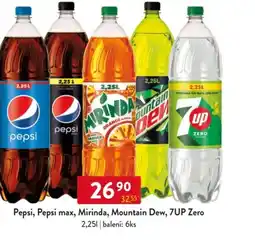 Qanto Pepsi, Pepsi max, Mirinda, Mountain Dew, 7UP Zero nabídka