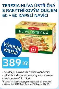 Lékárna AGEL Terezia hlíva ústřičná s rakytníkovým olejem 60+ 60 kapslí navíc! nabídka