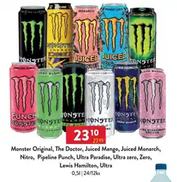 Qanto Monster Original, The Doctor, Juiced Mango, Juiced Monarch, Nitro, Pipeline Punch, Ultra Paradise, Ultra zero, Zero nabídka
