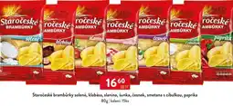 Qanto Staročeské brambůrky solené, klobása, slanina, šunka, česnek, smetana s cibulkou, paprika nabídka