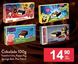 Qanto Čokoláda Transformers, Peppa Pig, Sponge Bob, Paw Patrol nabídka