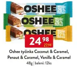 Qanto Oshee tyčinka Coconut & Caramel, Penaut & Caramel, Vanilla & Caramel nabídka