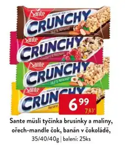 Qanto Sante müsli tyčinka brusinky a maliny, ořech-mandle čok, banán v čokoládě nabídka