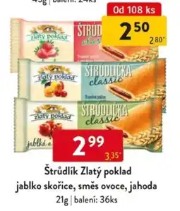 Qanto Štrudlík Zlatý poklad jablko skořice, směs ovoce, jahoda nabídka