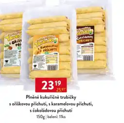 Qanto Plněné kukuřičné trubičky s oříškovou příchutí, s karamelovou příchutí, s čokoládovou příchutí nabídka