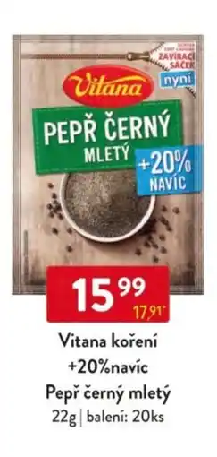 Qanto Vitana koření +20%navíc Pepř černý mletý nabídka