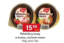 Qanto Viva Pekelníkovy tousty se šunkou, s kuřecím masem nabídka