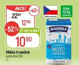 Globus Mléko trvanlivé polotučné 1,5% nabídka