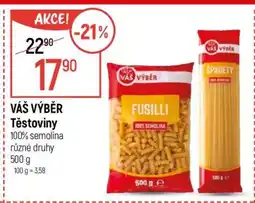 Globus VÁŠ VÝBĚR Těstoviny nabídka