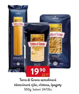 Qanto Terra di Grano semolinová těstovinová rýže, vřetena, špagety nabídka