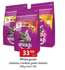 Qanto Whiskas granule s kuřecím, s hovězím, junior s kuřecím nabídka
