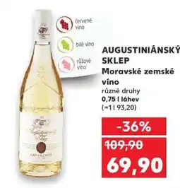 Kaufland AUGUSTINIÁNSKÝ SKLEP Moravské zemské víno nabídka