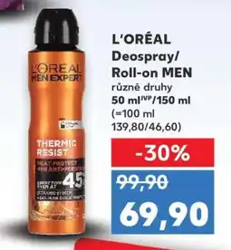 Kaufland L'ORÉAL Deospray/Roll-on MEN nabídka