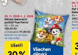Tesco Dětský dekorační polštářek paw patrol nabídka
