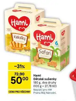 Tesco Hami dětské sušenky nabídka