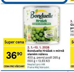 Tesco Bonduelle hrášek v mírně slaném nálevu nabídka