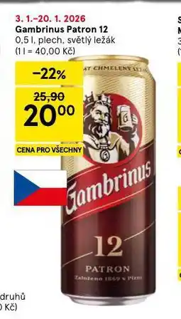 Tesco Pivo gambrinus patron 12 nabídka