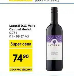 Tesco Lateral d.o. valle central merlot nabídka