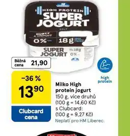 Tesco Milko high protein jogurt nabídka