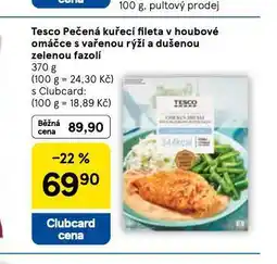 Tesco Tesco pečená kuřecí fileta v houbové omáčce s vařenou rýží a dušenou zelenou fazolí nabídka