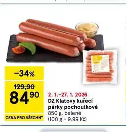 Tesco Kuřecí párky pochoutkové nabídka